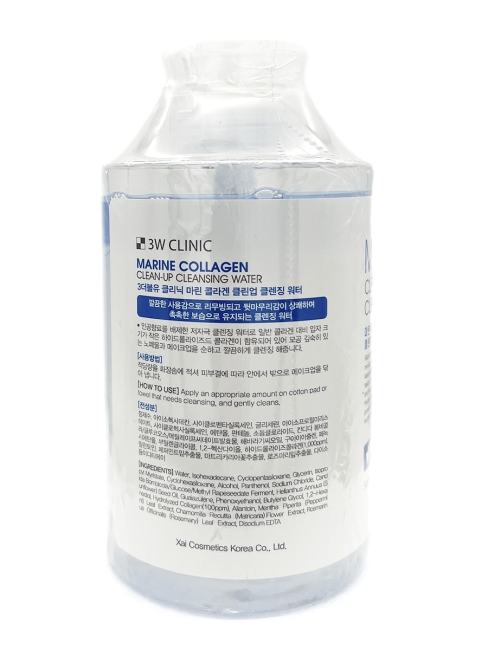 3W Clinic Очищающая вода для снятия макияжа с морским коллагеном Marine Collagen Clean-Up Cleansing Water, 500 мл 3W Clinic Очищающая вода для снятия макияжа с морским коллагеном Marine Collagen Clean-Up Cleansing Water, 500 мл