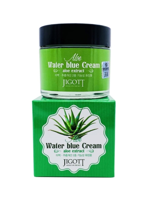 Jigott Крем для лица увлажняющий с экстрактом алоэ Aloe Water Blue Cream, 70 мл Jigott Крем для лица увлажняющий с экстрактом алоэ Aloe Water Blue Cream, 70 мл
