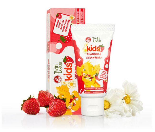 Twin Lotus Детская зубная паста "Клубника и Ромашка" Dok Bua Ku Kids Toothpaste Strawberry&Chamomile, 50 г