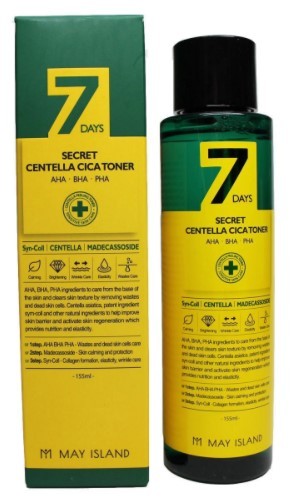 May Island Обновляющий тонер для проблемной кожи с кислотами 7 Days Secret Centella Cica Toner, 155 мл May Island Обновляющий тонер для проблемной кожи с кислотами 7 Days Secret Centella Cica Toner, 155 мл