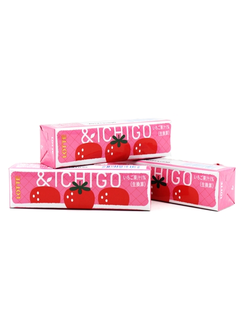 LOTTE Жевательная резинка со вкусом клубники & Ichigo, 3 шт х 26,1 г