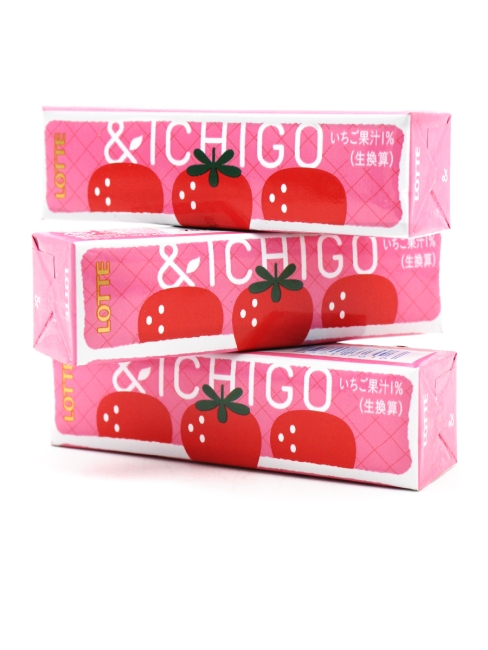 LOTTE Жевательная резинка со вкусом клубники & Ichigo, 3 шт х 26,1 г