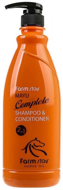 FarmStay Mayu Complete Shampoo & Conditioner Питательный шампунь-кондиционер с лошадиным маслом, 1000 мл FarmStay Mayu Complete Shampoo & Conditioner Питательный шампунь-кондиционер с лошадиным маслом, 1000 мл